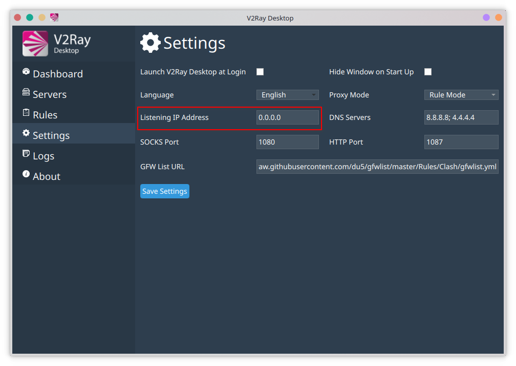 host proxy setting