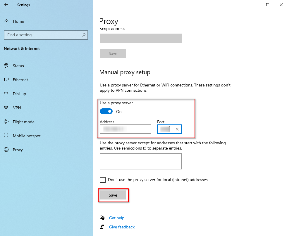 proxy setting