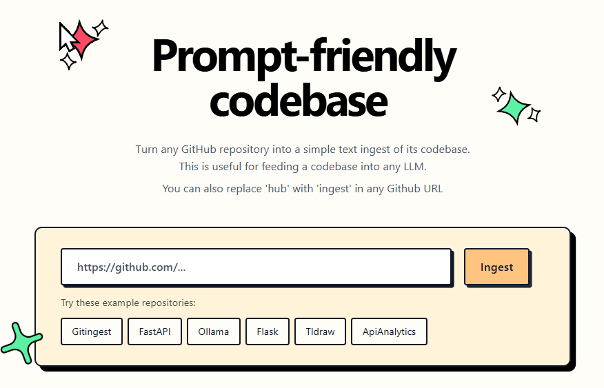 Gitingest main page Image