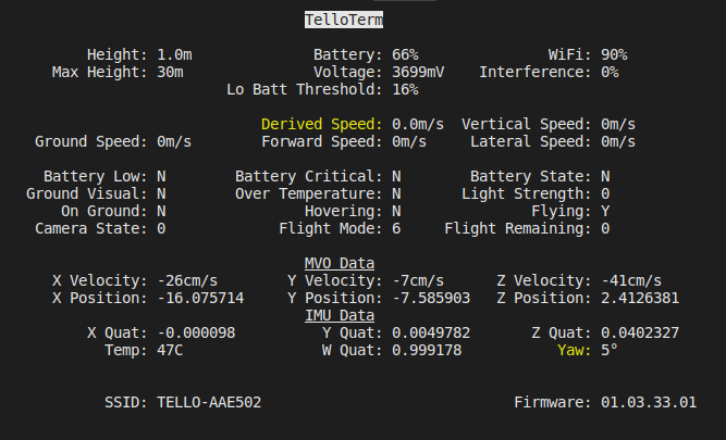 TelloTerm in-flight Screenshot