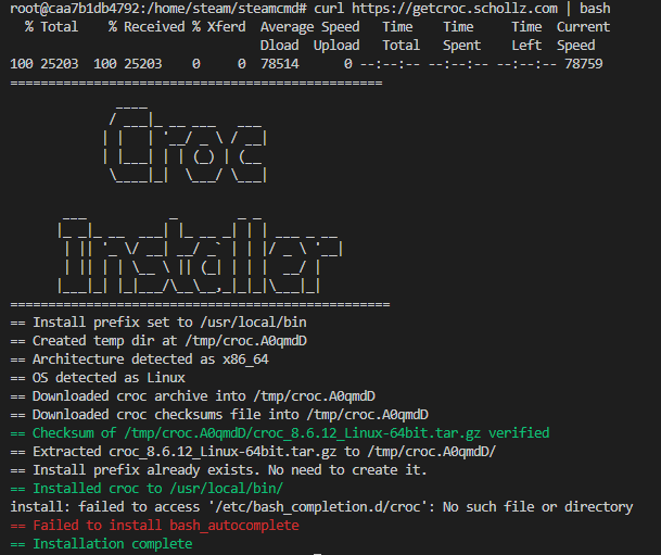 Install Croc Success